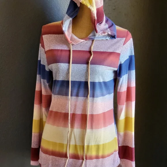 Bombom large striped lightweight hooded pullover - Picture 4 of 5